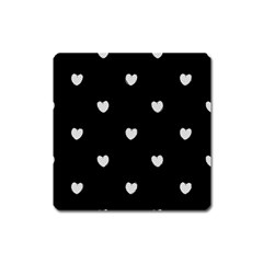 Black And White Polka Dot Hearts Square Magnet by SpinnyChairDesigns