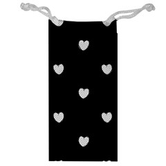 Black And White Polka Dot Hearts Jewelry Bag by SpinnyChairDesigns