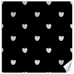 Black And White Polka Dot Hearts Canvas 12  X 12  by SpinnyChairDesigns