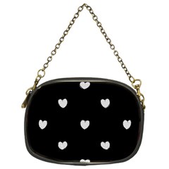 Black And White Polka Dot Hearts Chain Purse (one Side) by SpinnyChairDesigns