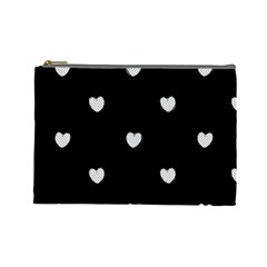 Black And White Polka Dot Hearts Cosmetic Bag (large) by SpinnyChairDesigns