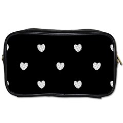 Black And White Polka Dot Hearts Toiletries Bag (two Sides) by SpinnyChairDesigns