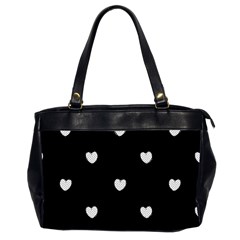 Black And White Polka Dot Hearts Oversize Office Handbag (2 Sides) by SpinnyChairDesigns