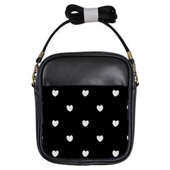 Black And White Polka Dot Hearts Girls Sling Bag by SpinnyChairDesigns