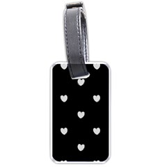 Black And White Polka Dot Hearts Luggage Tag (one Side) by SpinnyChairDesigns