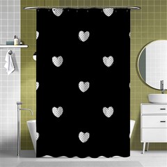 Black And White Polka Dot Hearts Shower Curtain 48  X 72  (small)  by SpinnyChairDesigns