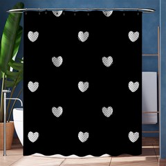 Black And White Polka Dot Hearts Shower Curtain 60  X 72  (medium)  by SpinnyChairDesigns