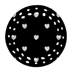 Black And White Polka Dot Hearts Round Filigree Ornament (two Sides) by SpinnyChairDesigns