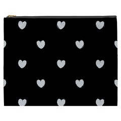 Black And White Polka Dot Hearts Cosmetic Bag (xxxl) by SpinnyChairDesigns