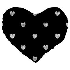 Black And White Polka Dot Hearts Large 19  Premium Heart Shape Cushions by SpinnyChairDesigns