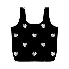 Black And White Polka Dot Hearts Full Print Recycle Bag (m) by SpinnyChairDesigns