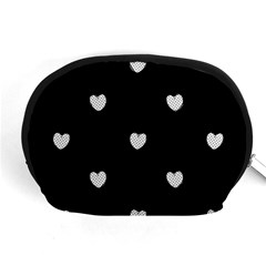 Black And White Polka Dot Hearts Accessory Pouch (medium) by SpinnyChairDesigns