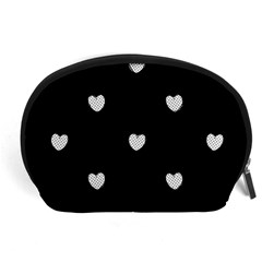 Black And White Polka Dot Hearts Accessory Pouch (large) by SpinnyChairDesigns