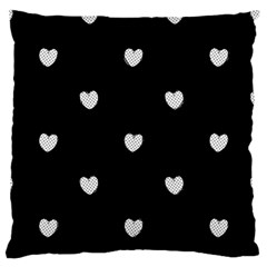 Black And White Polka Dot Hearts Large Flano Cushion Case (one Side) by SpinnyChairDesigns