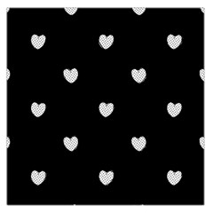 Black And White Polka Dot Hearts Large Satin Scarf (square) by SpinnyChairDesigns