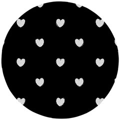 Black And White Polka Dot Hearts Wooden Puzzle Round by SpinnyChairDesigns