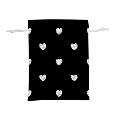 Black And White Polka Dot Hearts Lightweight Drawstring Pouch (m) by SpinnyChairDesigns