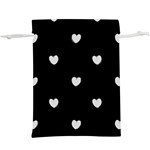 Black and White Polka Dot Hearts  Lightweight Drawstring Pouch (XL) Front