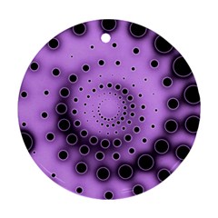 Abstract Black Purple Polka Dot Swirl Ornament (round) by SpinnyChairDesigns