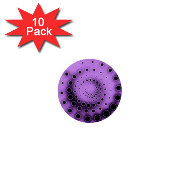 Abstract Black Purple Polka Dot Swirl 1  Mini Buttons (10 pack) 