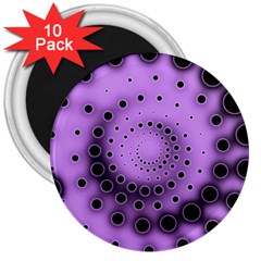 Abstract Black Purple Polka Dot Swirl 3  Magnets (10 Pack)  by SpinnyChairDesigns