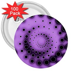 Abstract Black Purple Polka Dot Swirl 3  Buttons (100 Pack)  by SpinnyChairDesigns