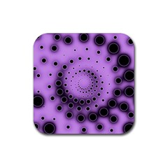 Abstract Black Purple Polka Dot Swirl Rubber Coaster (square)  by SpinnyChairDesigns