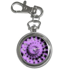 Abstract Black Purple Polka Dot Swirl Key Chain Watches by SpinnyChairDesigns