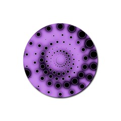 Abstract Black Purple Polka Dot Swirl Rubber Coaster (round)  by SpinnyChairDesigns