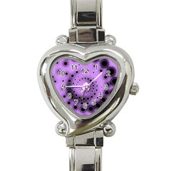 Abstract Black Purple Polka Dot Swirl Heart Italian Charm Watch by SpinnyChairDesigns