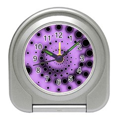 Abstract Black Purple Polka Dot Swirl Travel Alarm Clock by SpinnyChairDesigns