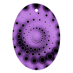 Abstract Black Purple Polka Dot Swirl Oval Ornament (two Sides) by SpinnyChairDesigns