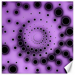 Abstract Black Purple Polka Dot Swirl Canvas 12  X 12  by SpinnyChairDesigns