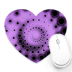 Abstract Black Purple Polka Dot Swirl Heart Mousepads by SpinnyChairDesigns