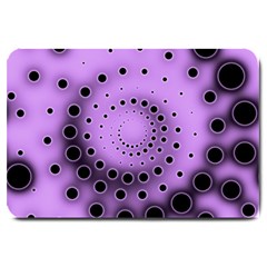 Abstract Black Purple Polka Dot Swirl Large Doormat  by SpinnyChairDesigns