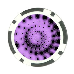 Abstract Black Purple Polka Dot Swirl Poker Chip Card Guard by SpinnyChairDesigns