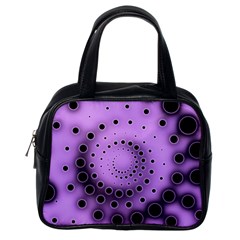 Abstract Black Purple Polka Dot Swirl Classic Handbag (one Side) by SpinnyChairDesigns