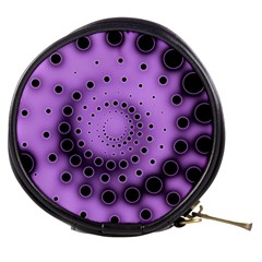 Abstract Black Purple Polka Dot Swirl Mini Makeup Bag by SpinnyChairDesigns