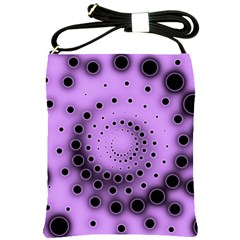 Abstract Black Purple Polka Dot Swirl Shoulder Sling Bag by SpinnyChairDesigns