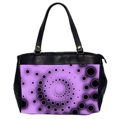 Abstract Black Purple Polka Dot Swirl Oversize Office Handbag (2 Sides) by SpinnyChairDesigns