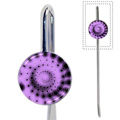 Abstract Black Purple Polka Dot Swirl Book Mark by SpinnyChairDesigns