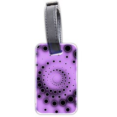 Abstract Black Purple Polka Dot Swirl Luggage Tag (two Sides) by SpinnyChairDesigns