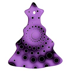 Abstract Black Purple Polka Dot Swirl Christmas Tree Ornament (two Sides) by SpinnyChairDesigns