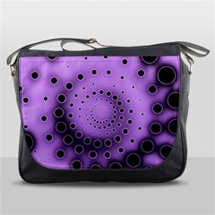 Abstract Black Purple Polka Dot Swirl Messenger Bag by SpinnyChairDesigns