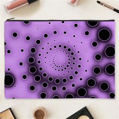 Abstract Black Purple Polka Dot Swirl Cosmetic Bag (xxxl) by SpinnyChairDesigns