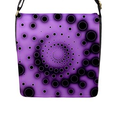 Abstract Black Purple Polka Dot Swirl Flap Closure Messenger Bag (l) by SpinnyChairDesigns