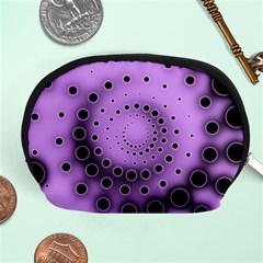 Abstract Black Purple Polka Dot Swirl Accessory Pouch (medium) by SpinnyChairDesigns