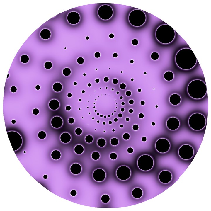 Abstract Black Purple Polka Dot Swirl Wooden Puzzle Round