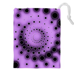 Abstract Black Purple Polka Dot Swirl Drawstring Pouch (4xl) by SpinnyChairDesigns