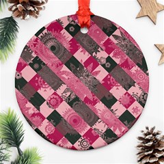 Abstract Pink Grey Stripes Ornament (round) by SpinnyChairDesigns